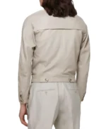 Shop The Men’s Cream Simple Leather Jacket