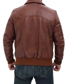 Shop The Ronald Men’s Distressed Brown Bomber Leather Jacket
