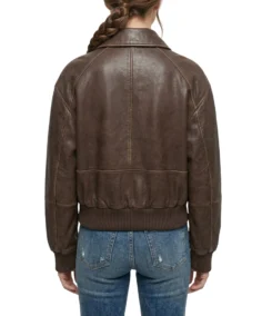 Shop The Womens Brown Leather Bomber Jacket - Trendy Leather Jackets