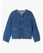 Soeur Blue Agatha Jacket Front - Trendy Leather Jackets