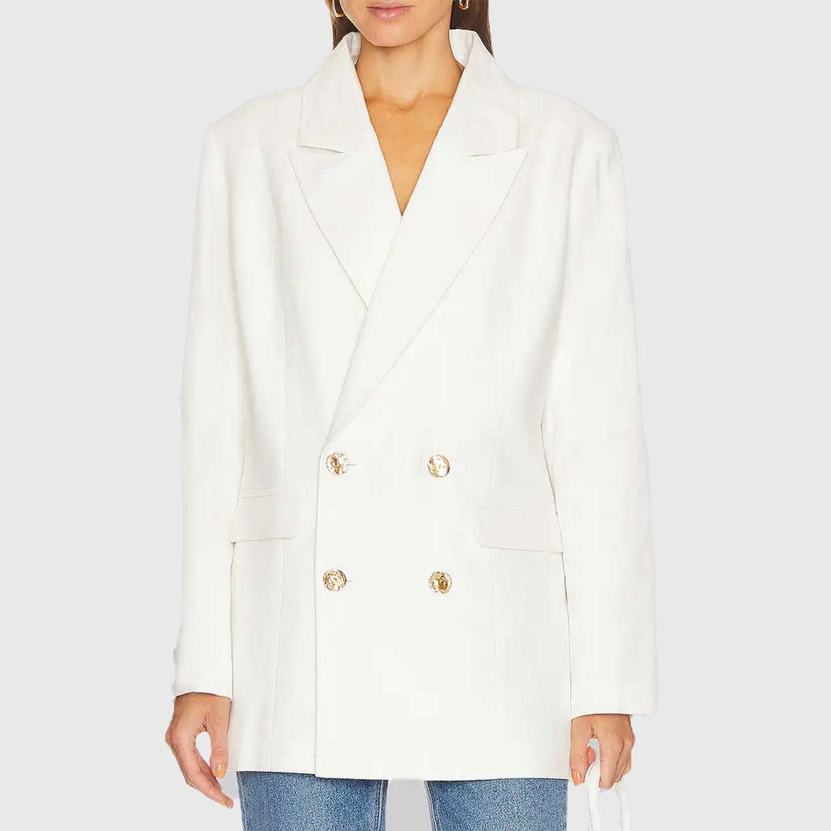 Tig-Mila-White-Double-Breasted-Blazer-Front.webp Mila White Double Breasted Blazer - Image 1