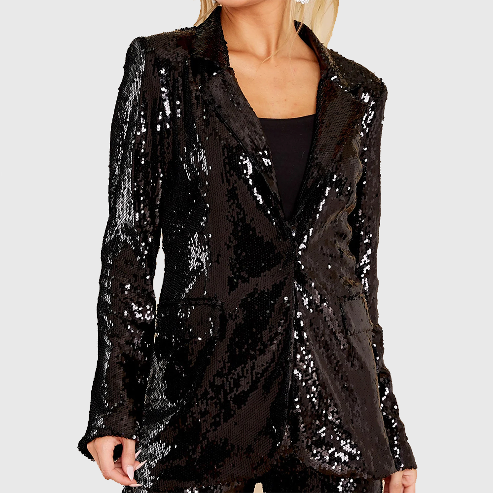Tig-Olivia-Sequin-Black-Blazer-Front1.Webp Olivia Sequin Black Blazer - Image 1