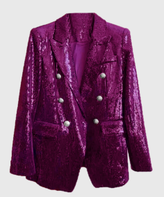 Women's Pink Sequin Blazer - Trendy Leather Jackets
