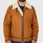 Tejan Men’s Brown B-3 Bomber Leather Jacket - Image 2