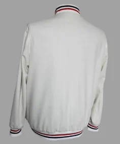 Men’s White Striped Leather Varsity Jacket