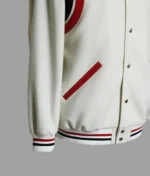 Terry Men’s White Striped Leather Varsity Jacket - Image 4