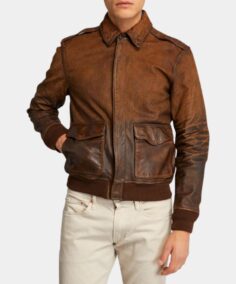 Gus Distressed Brown Leather Jacket