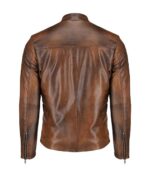 Shop The Fain Distressed Brown Slim Fit Biker Jacket - Trendy Leather Jackets