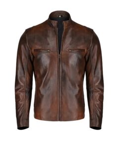 Slim Fit Distressed Brown Leather Jacket - Trendy Leather Jackets
