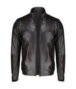 Bascom Biker Style Coffee Brown Leather Jacket For Men - Image 2