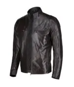 Bascom Biker Style Coffee Brown Leather Jacket For Men - Image 3