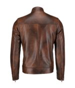 Jeremy Distressed Brown Leather Moto Jacket - Image 4