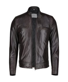 Samuels Men’s Stylish Coffee Brown Leather Jacket Front - Trendy Leather Jackets