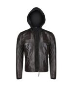 Men’s Slim Fit Leather Jacket With Hood - Image 2