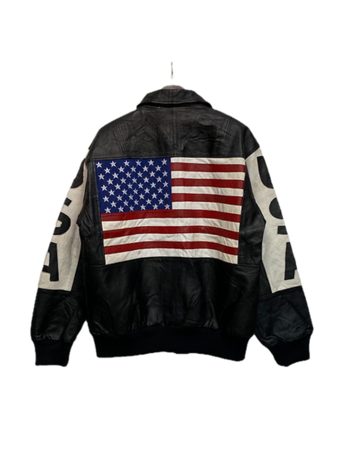 Usa-Vintage-Black-Big-Flag-American-Bomber-Jacket-2.Webp American Flag Bomber Jacket | Usa Vintage Black Jacket - Image 1