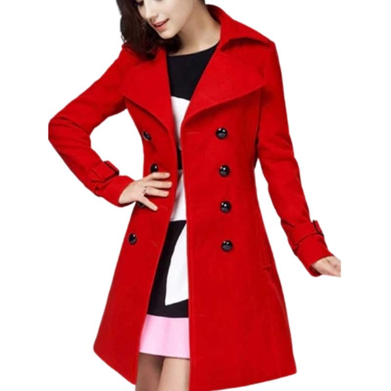 Untitled-Design-1-1.Jpg Women'S Red Wool Trench Coat - Image 1