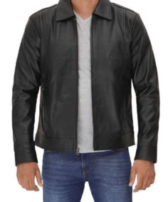 Shirt Style Black Vegan Leather Jacket - Trendy Leather Jackets