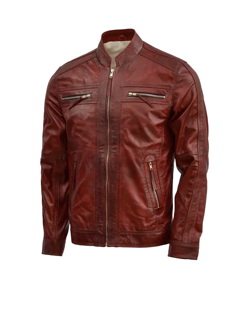 Waxed-Leather-Burgundy-Jacket-1.Webp Waxed Leather Burgundy Jacket - Image 1