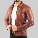Wayne Men’s Vintage Brown Leather Jacket - Image 2