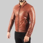 Wayne Men’s Vintage Brown Leather Jacket - Image 3