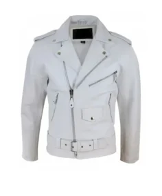 White Biker Protective Jacket - Trendy Leather Jackets
