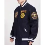 Denver Nuggets Crest Emblem Navy Varsity Wool Jacket - Image 3