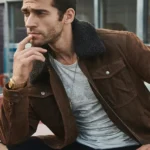 Men’s Outdoor Shearling Leather Jacket In Motorcycle style - Image 3