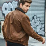 Men’s Outdoor Shearling Leather Jacket In Motorcycle style - Image 4