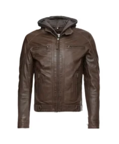 Lambskin Hooded Dark Brown Leather Jacket