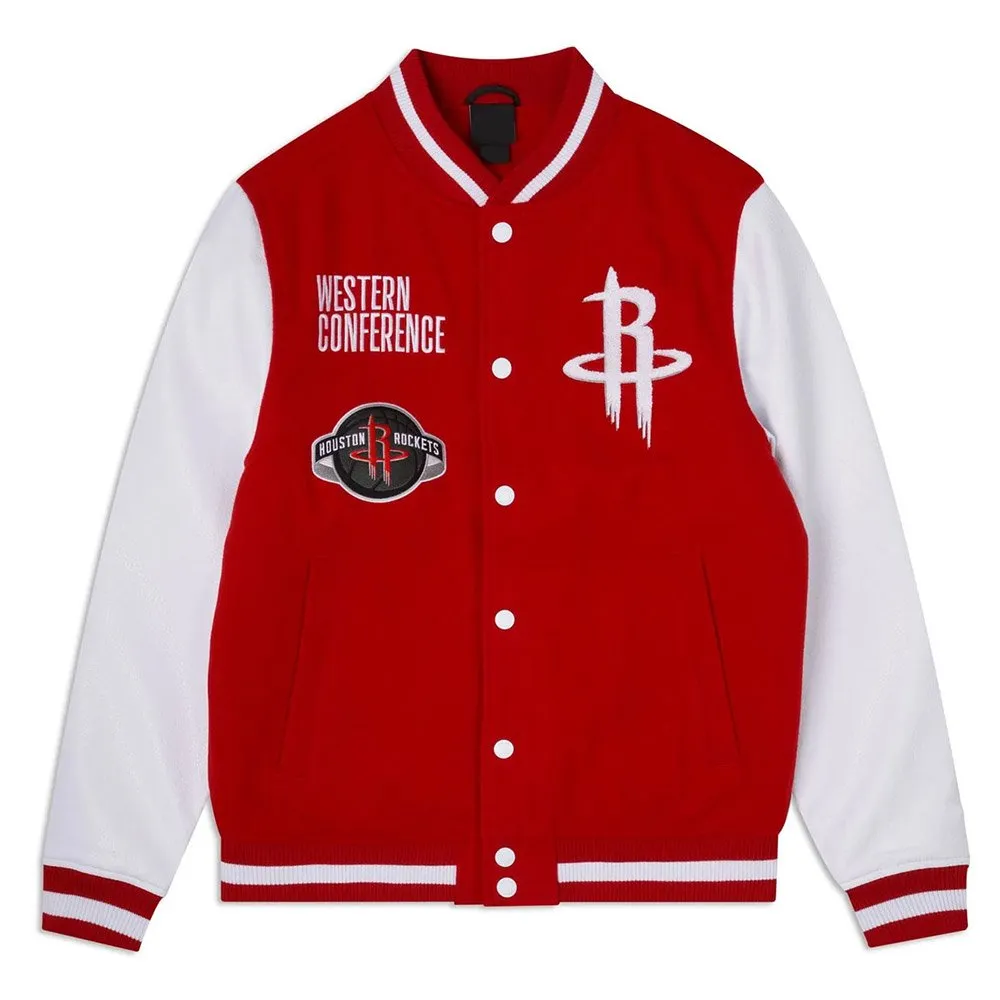 Houston-Rockets-Red-Varsity-Jacket.jpg Houston Rockets Varsity Red Jacket - Image 1