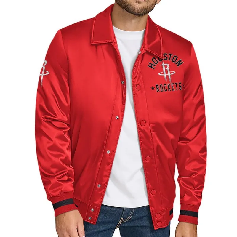 Houston-Rockets-Stitch-Applique-Red-Jacket.jpg Houston Rockets Stitch Applique Red Satin Jacket - Image 1
