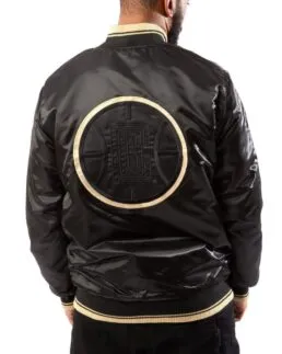 Shop The Los Angeles Clippers Black Satin Bomber Jacket