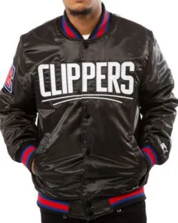 NBA LA Clippers Black Satin Jacket