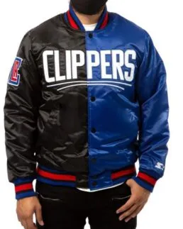 NBA LA Clippers Black And Blue Satin Jacket