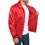 Houston Rockets Stitch Applique Red Satin Jacket - Image 3