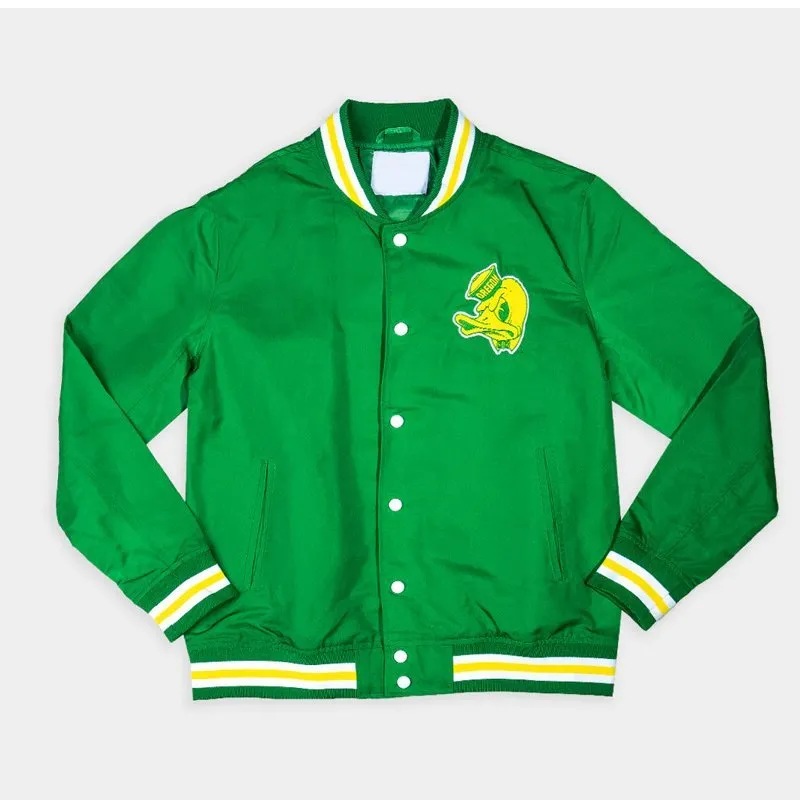 Retro-Oregon-Ducks-Bomber-Jacket.jpg Oregon Ducks Retro Logo Bomber Jacket - Image 1