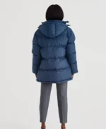 190 Blue Navy Contour Puffer Coat Jacket Back - Trendy Leather Jackets