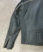 90s Vintage Grunge Distressed Grey Biker Leather Jacket Sleeve