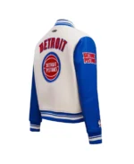 Detroit Pistons Retro Classic Varsity Jacket Back View - Trendy Leather Jackets