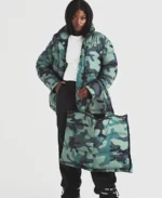 Shop The 1920 Green Camo Classic Adjustable Puffer Coat Jacket - Trendy Leather Jackets