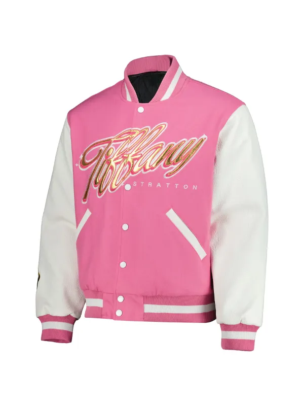 Tiffany-Stratton-2025-Tiffy-Time-Pink-Varsity-Jacket.webp Wwe Tiffany Stratton 2025 Tiffy Time Pink Varsity Jacket - Image 1