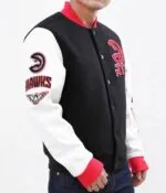 Atlanta Hawks Black and White Letterman Jacket - Image 4