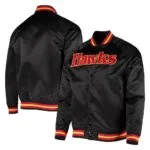 Atlanta Hawks Black Classic Satin Jacket Front And Back - Trendy Leather Jackets