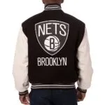 Shop The Brooklyn Nets Black And White Varsity Jacket - TrendY leather Jackets