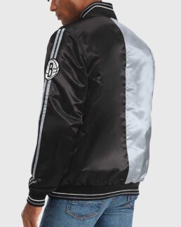 Shop The Brooklyn Nets Gray and Black Satin Jacket