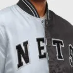 Brooklyn Nets Gray and Black Satin Jacket Collar