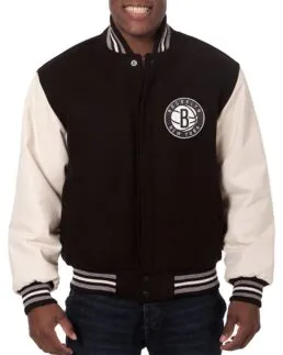 Brooklyn Nets Black And White Varsity Jacket - TrendY leather Jackets