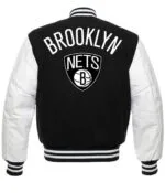 Shop The NBA Brooklyn Nets Black and White Letterman Jacket