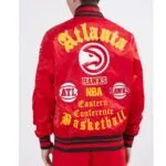 Shop The Old English Atlanta Hawks Classic Rib Red Jacket