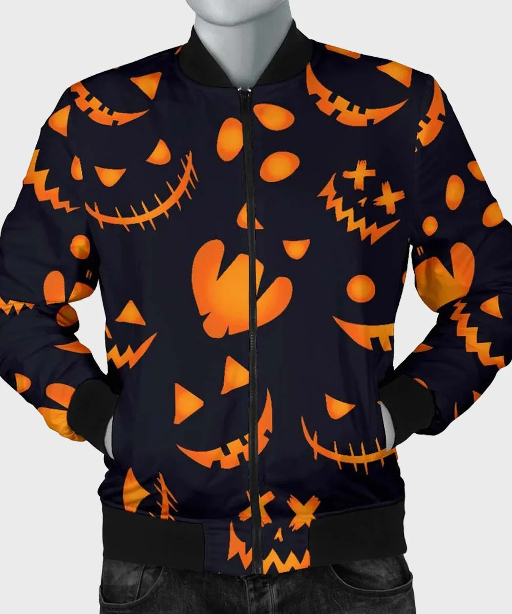 Pumpkins-Halloween-Festival-Bomber-Jacket.jpg Halloween Pattern Pumpkins Bomber Jacket - Image 1